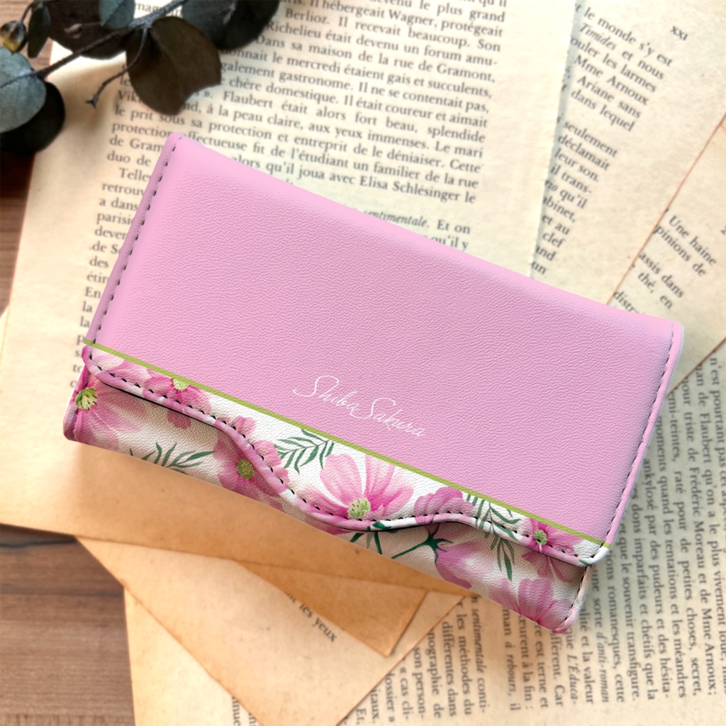 コスモスのキーケース（薄桃） コスモス 秋 秋桜 花 キーケース