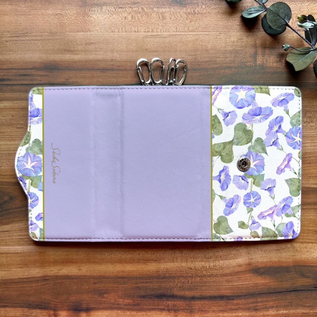 夏の朝顔のキーケース(薄紫) 花 キーケース アサガオ 夏 紫