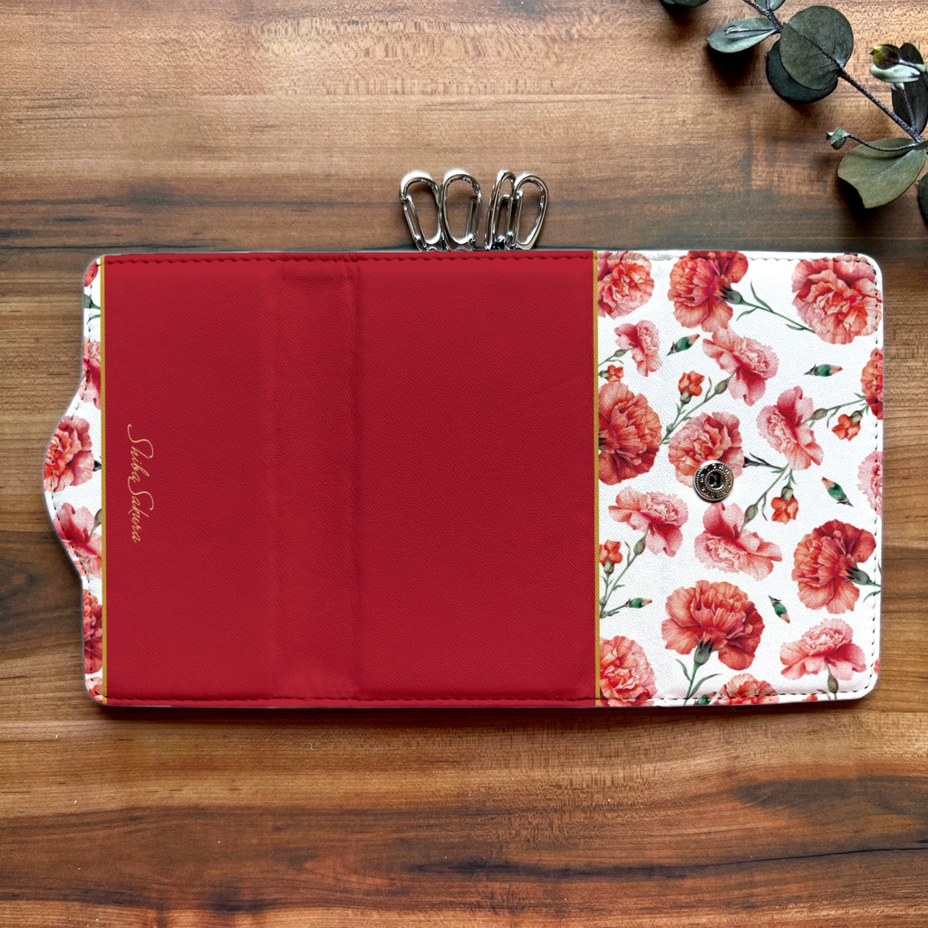カーネーションのキーケース(赤) 花 キーケース 母の日 カーネーション 春