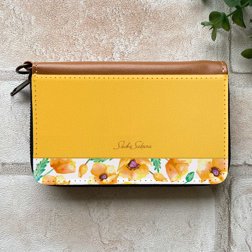 ポピーのコインケース(イエロー) ポピー 春 花 財布 名入れ プチギフト 記念日 コインケース