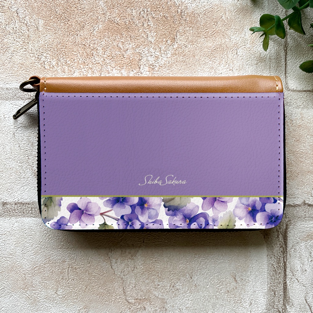春のスミレのコインケース(江戸紫)すみれ 春 花 財布 名入れ プチギフト 記念日 コインケース