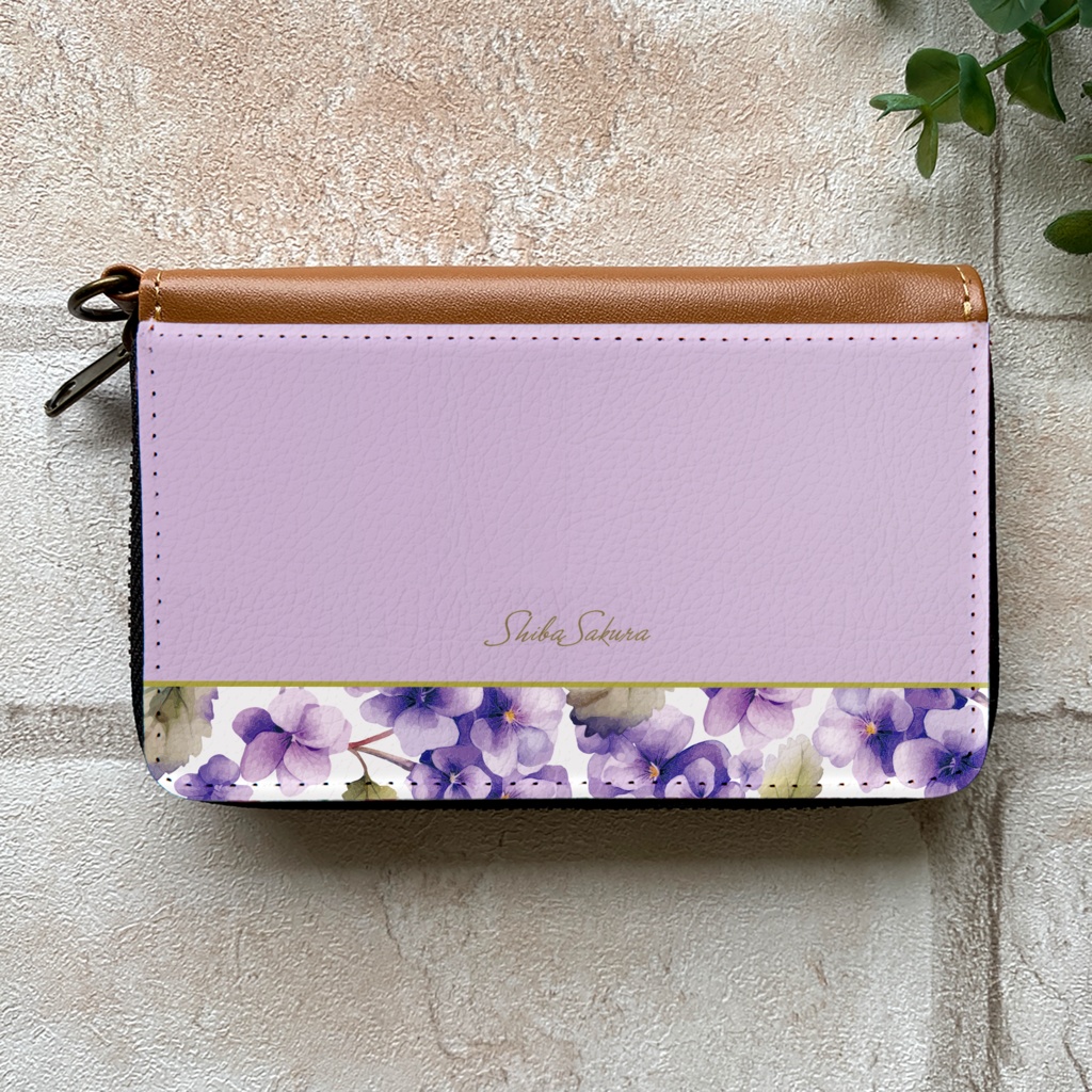 春のスミレのコインケース(淡紫)すみれ 春 花 財布 名入れ プチギフト 記念日 コインケース