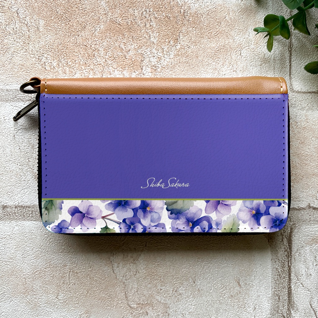 春のスミレのコインケース(菫色)すみれ 春 花 財布 名入れ プチギフト 記念日 コインケース
