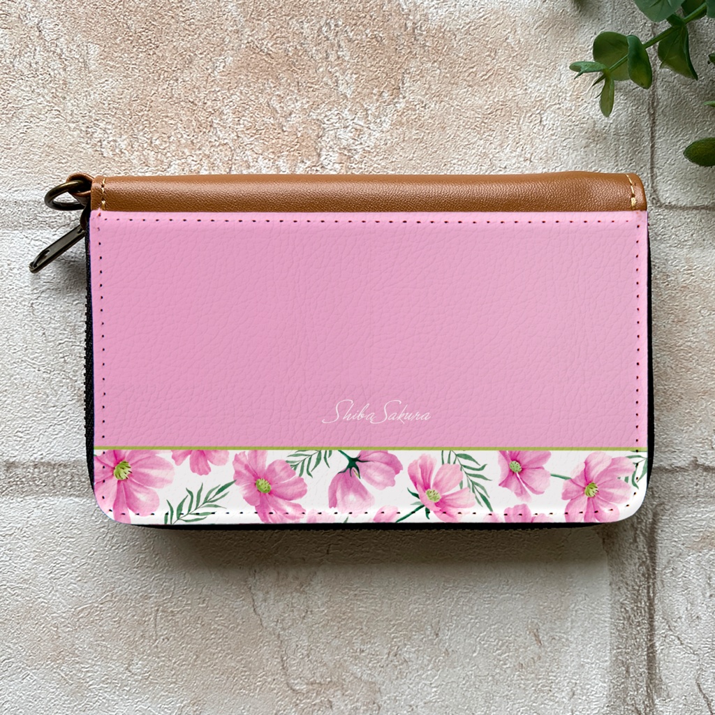 コスモスのコインケース(薄桃) コスモス 秋 秋桜 花 財布 名入れ プチギフト 記念日 コインケース