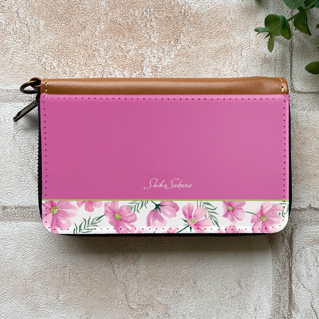 コスモスのコインケース(濃桃) コスモス 秋 秋桜 花 財布 名入れ プチギフト 記念日 コインケース