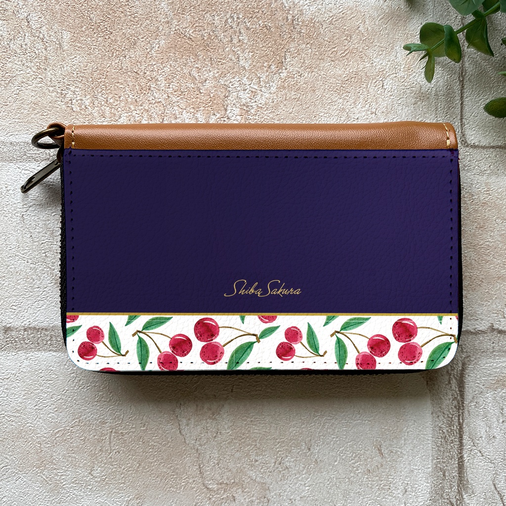 大人チェリーのコインケース(ネイビー) さくらんぼ 小銭入れ コインケース チェリー