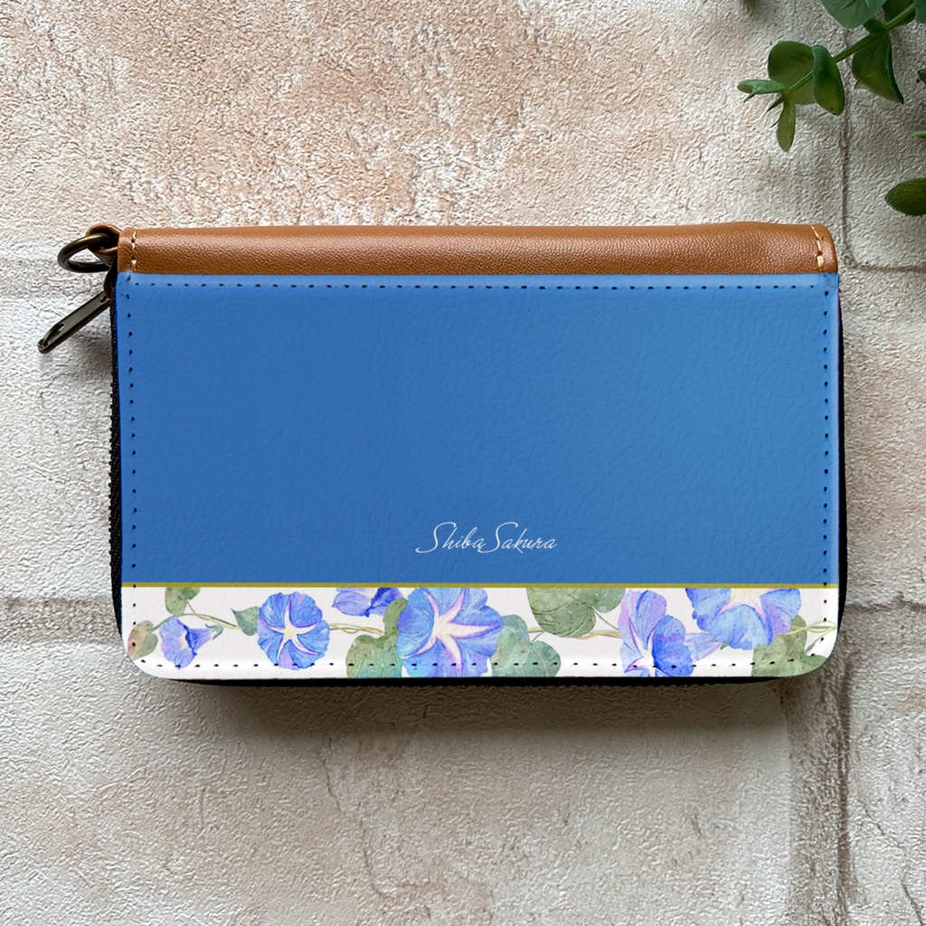 夏の朝顔のコインケース(天色) 花 キーケース アサガオ 夏 紫 財布 名入れ プチギフト 記念日 コインケース