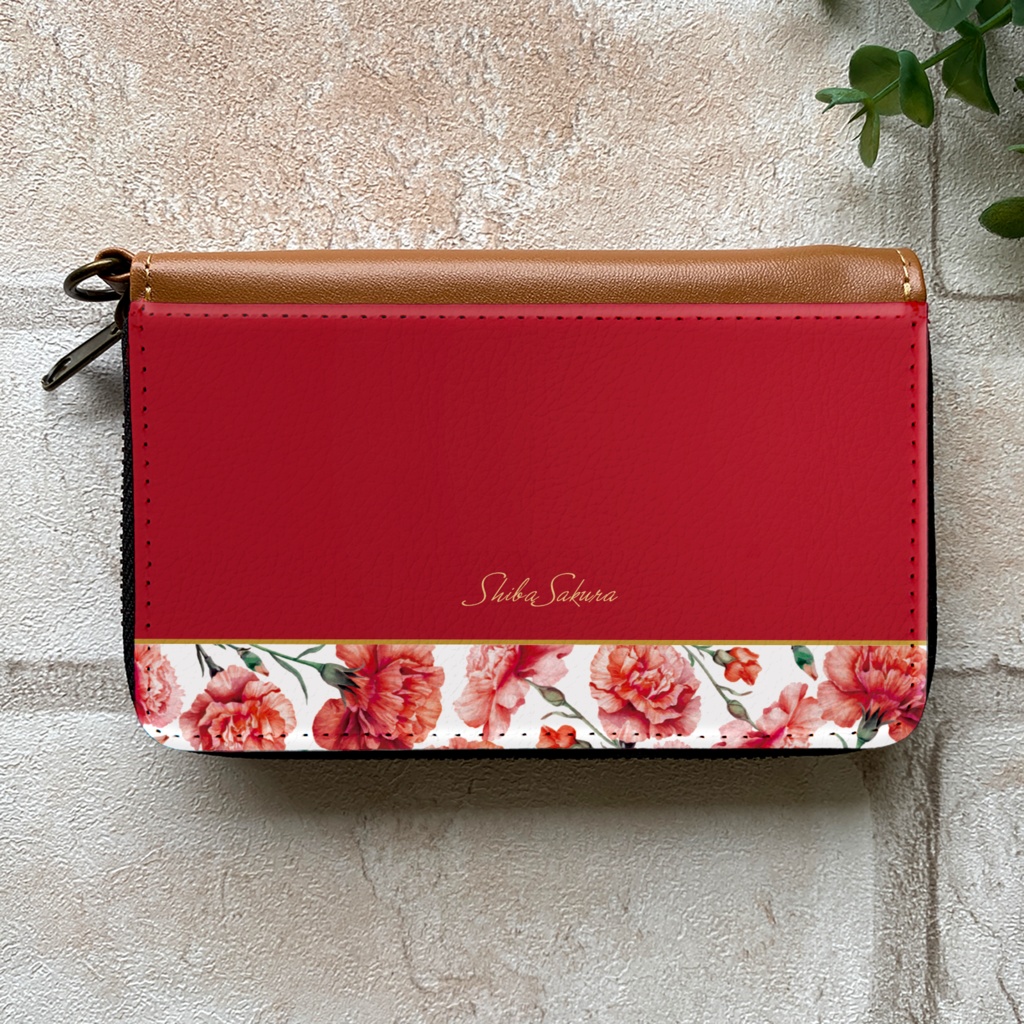 カーネーションのコインケース(赤) 花 母の日 カーネーション 春 財布 名入れ プチギフト 記念日 コインケース