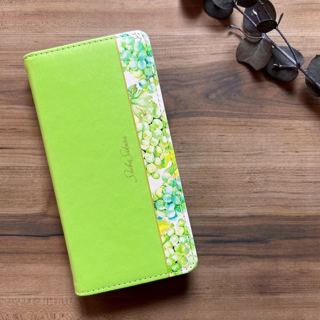 シャインマスカットの手帳型スマホケース iPhone17 Air iphone16e iphone15 全機種対応 ぶどう グレープ