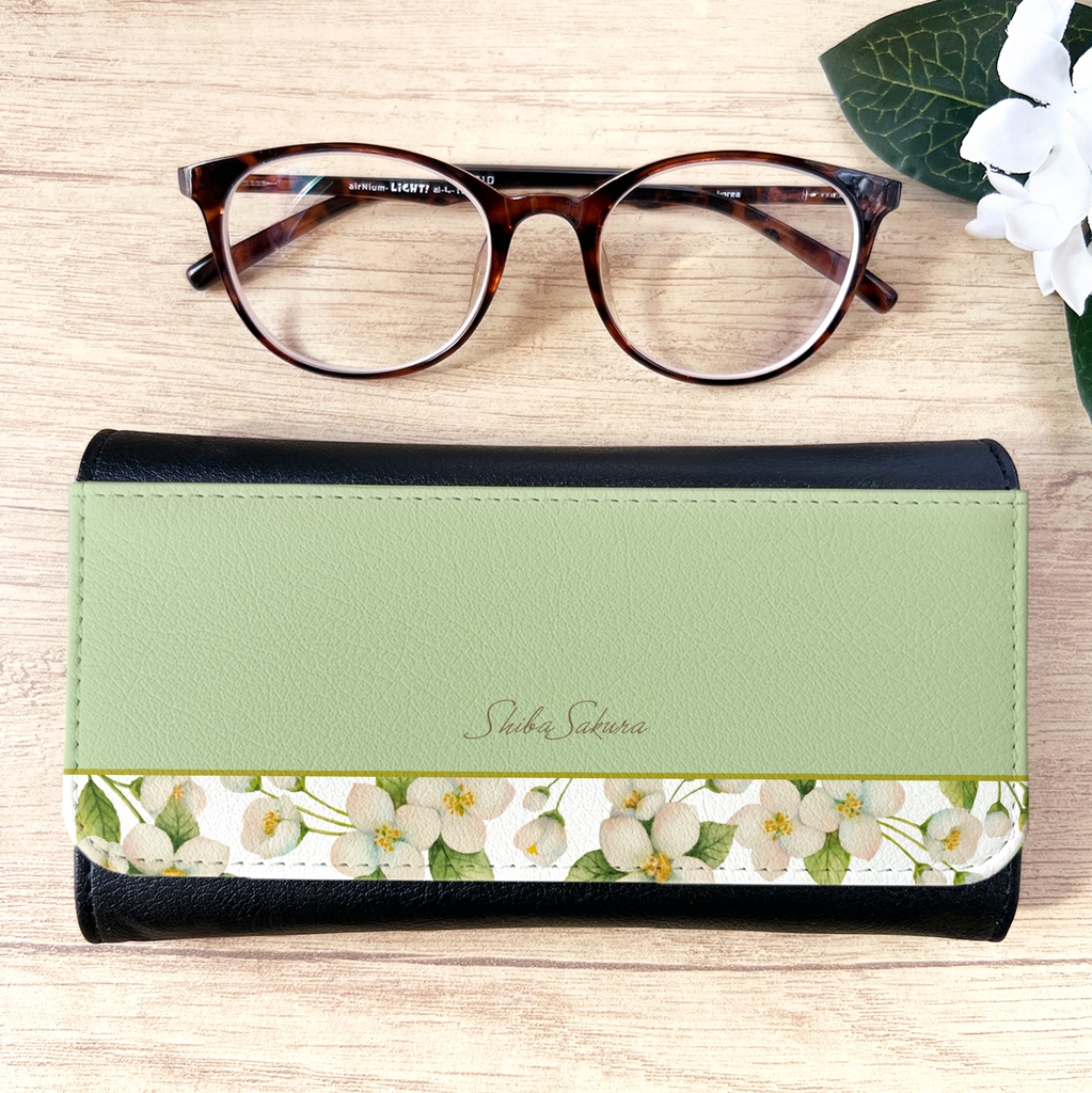 ジャスミンのメガネケース 夏 花 ジャスミン レディース 名入れ プチギフト 記念日 眼鏡