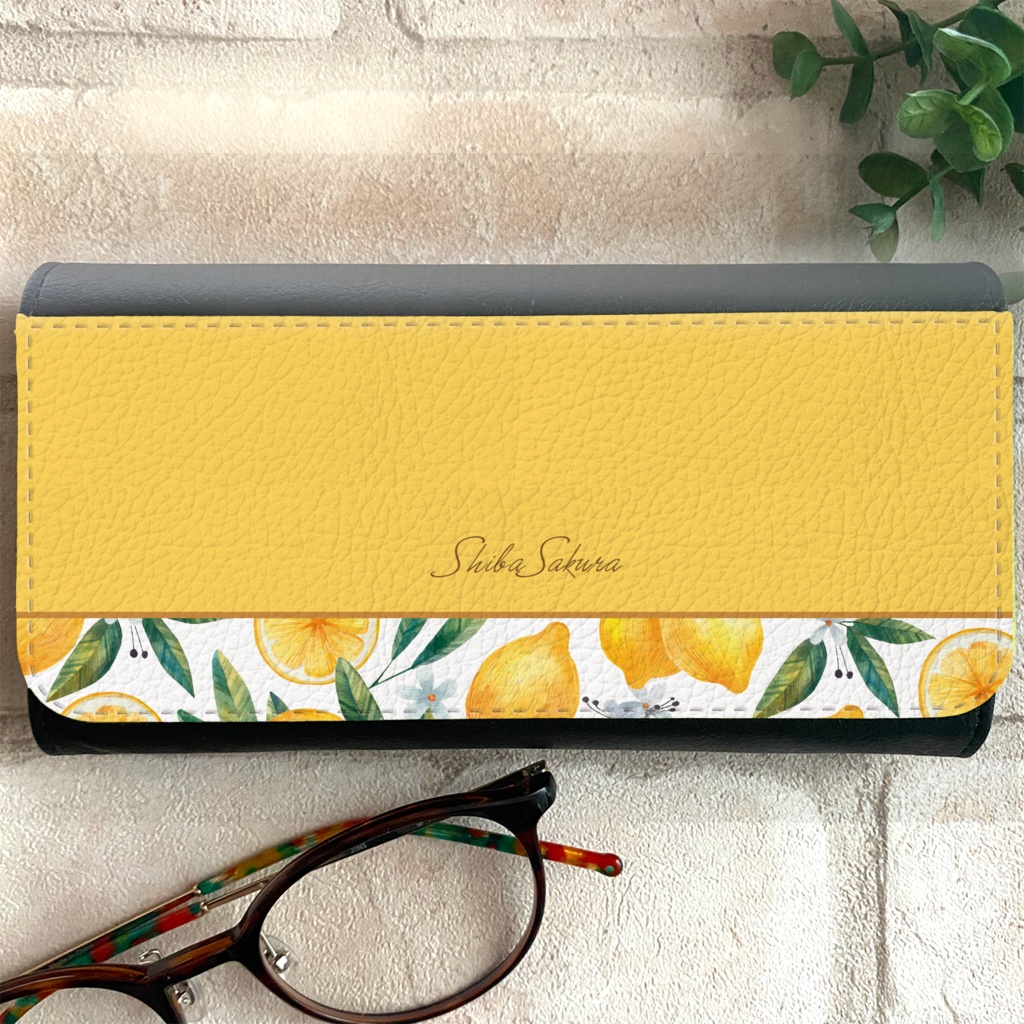 夏色レモンのメガネケース 夏 花 レモン レディース 名入れ プチギフト 記念日 眼鏡