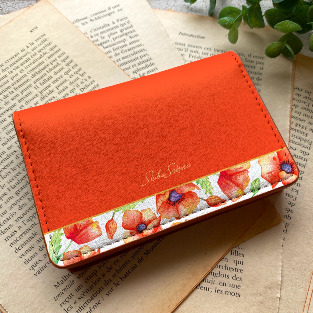 ポピーの名刺ケース（レッド）　ポピー 春 花 名刺入れ カードケース 名入れ プチギフト 記念日 コインケース