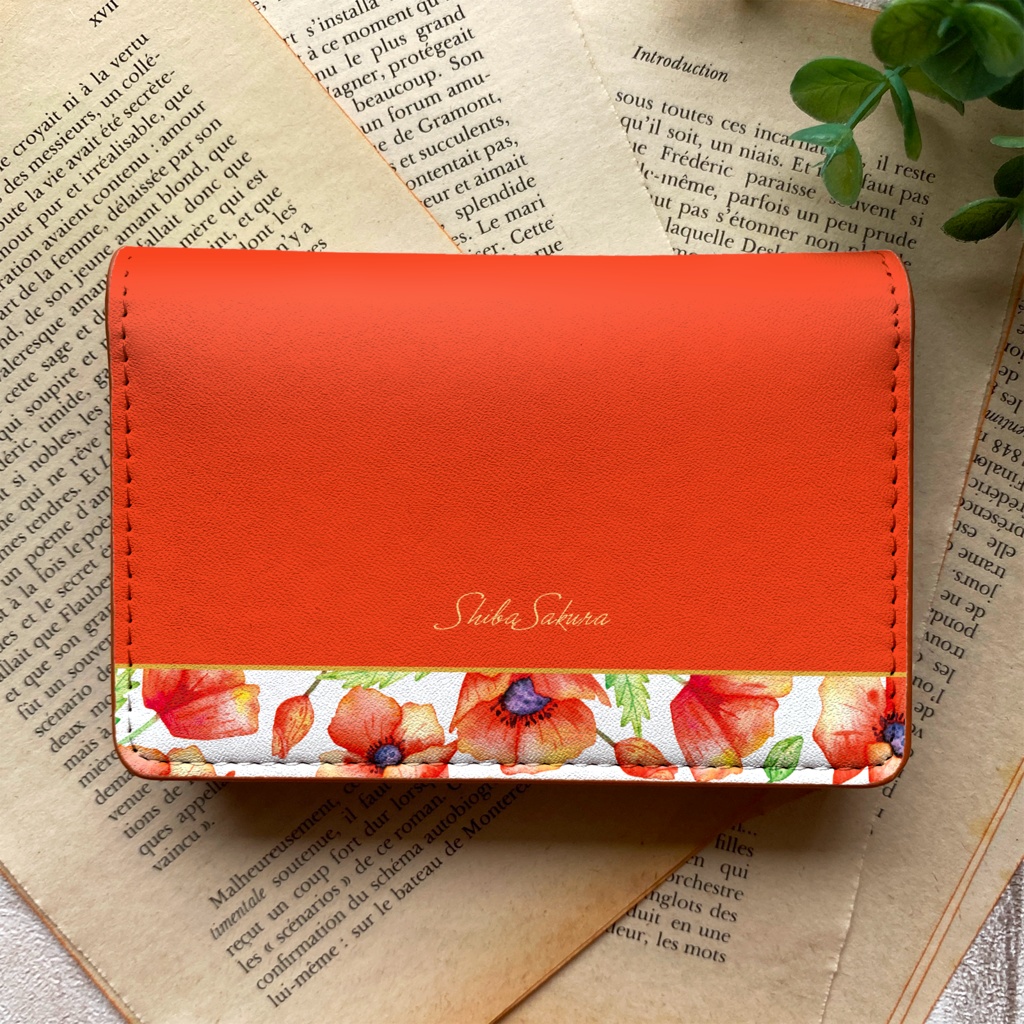 ポピーの名刺ケース(レッド) ポピー 春 花 名刺入れ カードケース 名入れ プチギフト 記念日 コインケース