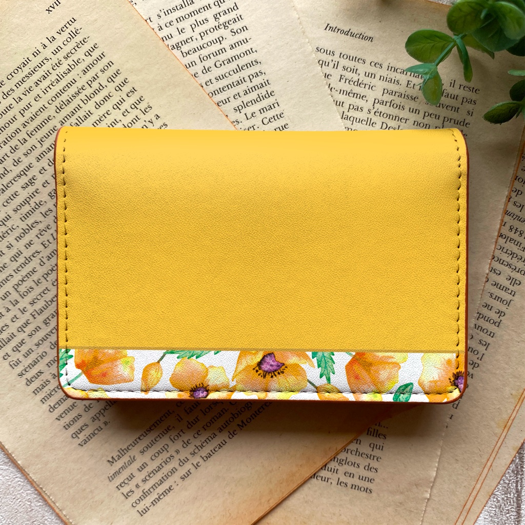 ポピーの名刺ケース(黄色) ポピー 春 花 名刺入れ カードケース 名入れ プチギフト 記念日