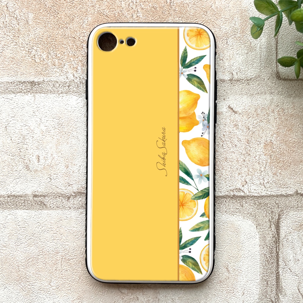 夏色レモンのスマホケース 強化ガラス SE3 iphone15 iphone14 レモン スマホケース iphone16