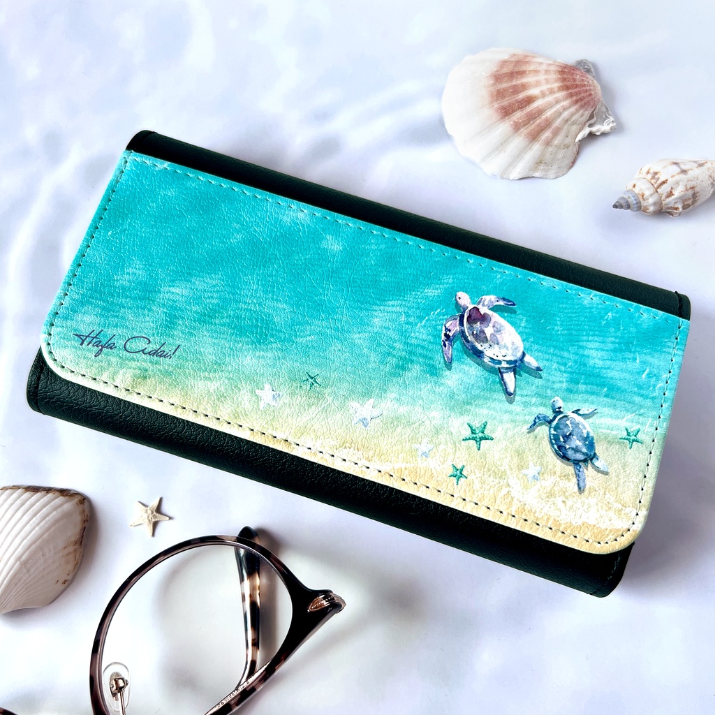 グアム白波とウミガメのメガネケース　海 亀 海亀 カメ メンズ 星 夏メンズ レディース 名入れ プチギフト 記念日