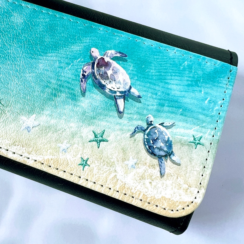グアム白波とウミガメのメガネケース 海 亀 海亀 カメ メンズ 星 夏メンズ レディース 名入れ プチギフト 記念日