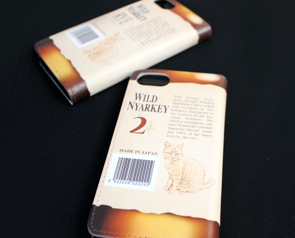 ウイスキーにゃんこの手帳型ケース(ワイルドニャーキー・バーボン) iphone15 iphone14 iphone16e 全機種対応 猫