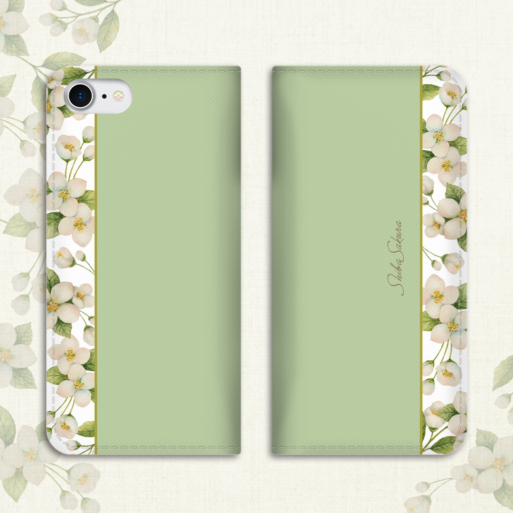 ジャスミンの手帳型スマホケース iphone15 iphone14 iPhone16e iPhone17 Air 全機種対応 花 カバー