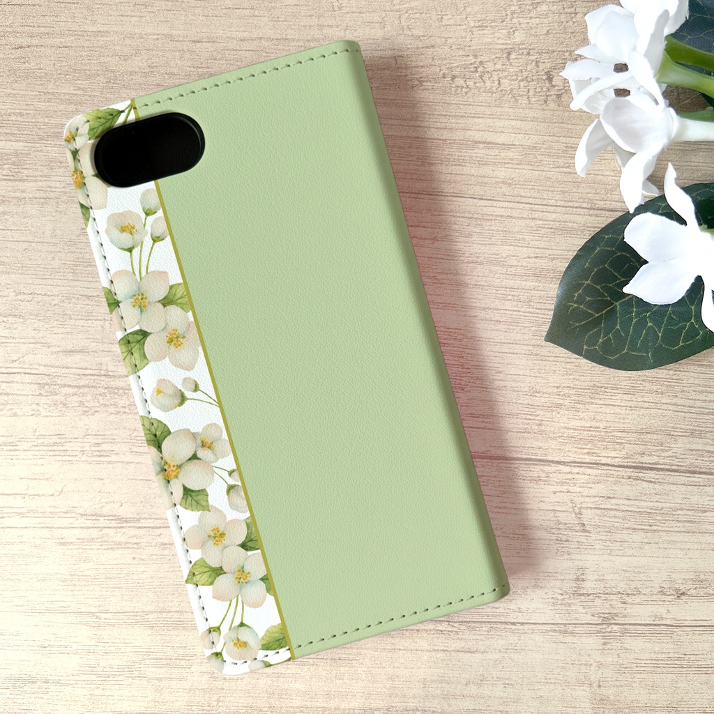ジャスミンの手帳型スマホケース iphone15 iphone14 iPhone16e iPhone17 Air 全機種対応 花 カバー