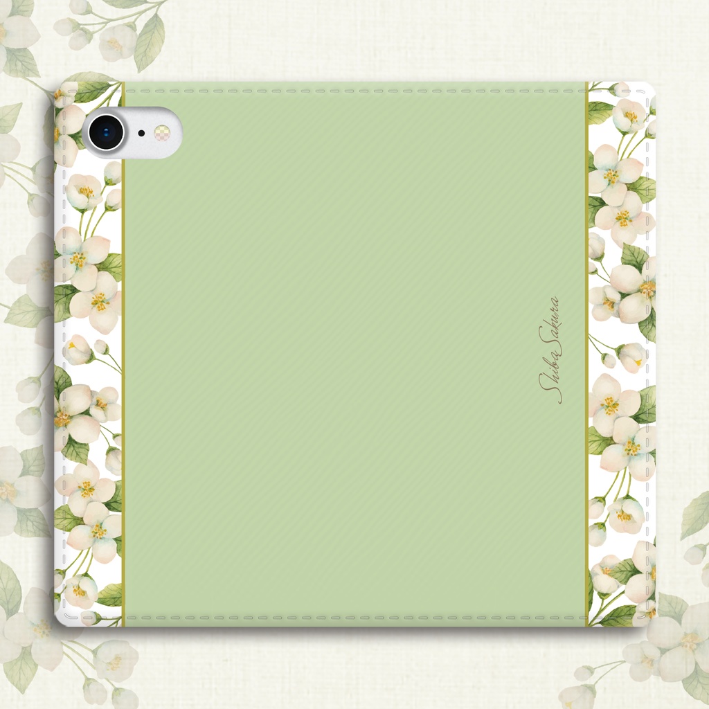 ジャスミンの手帳型スマホケース iphone15 iphone14 iPhone16e iPhone17 Air 全機種対応 花 カバー