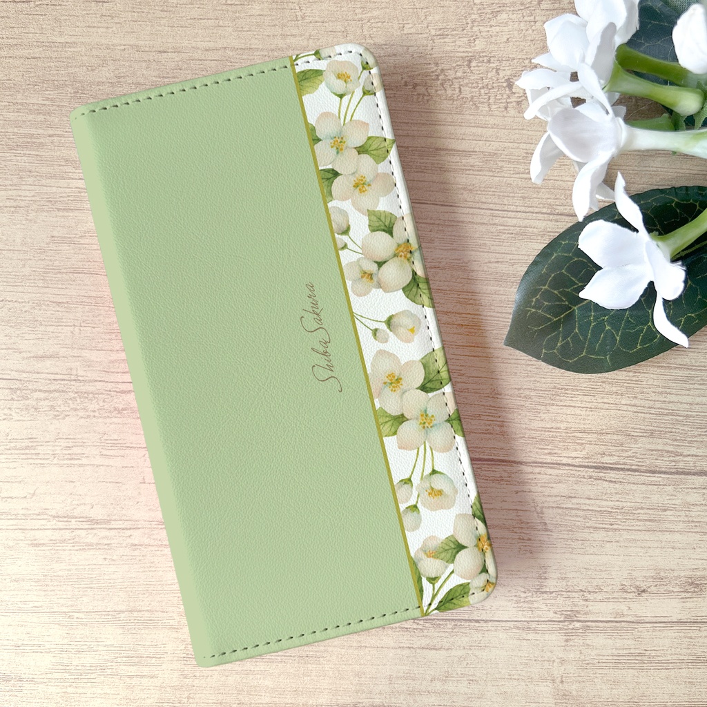 ジャスミンの手帳型スマホケース iphone15 iphone14 iPhone16e iPhone17 Air 全機種対応 花 カバー