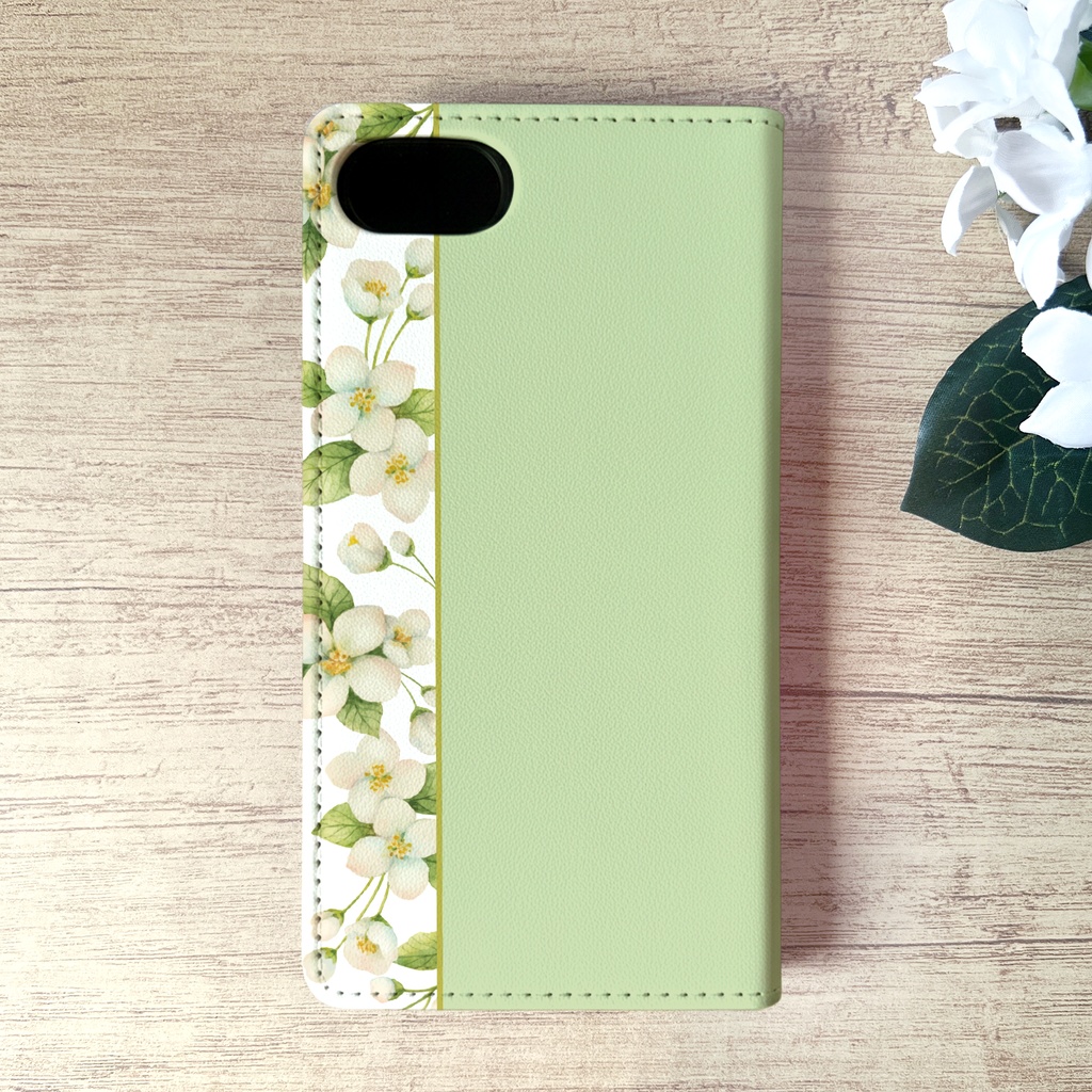 ジャスミンの手帳型スマホケース iphone15 iphone14 iPhone16e iPhone17 Air 全機種対応 花 カバー