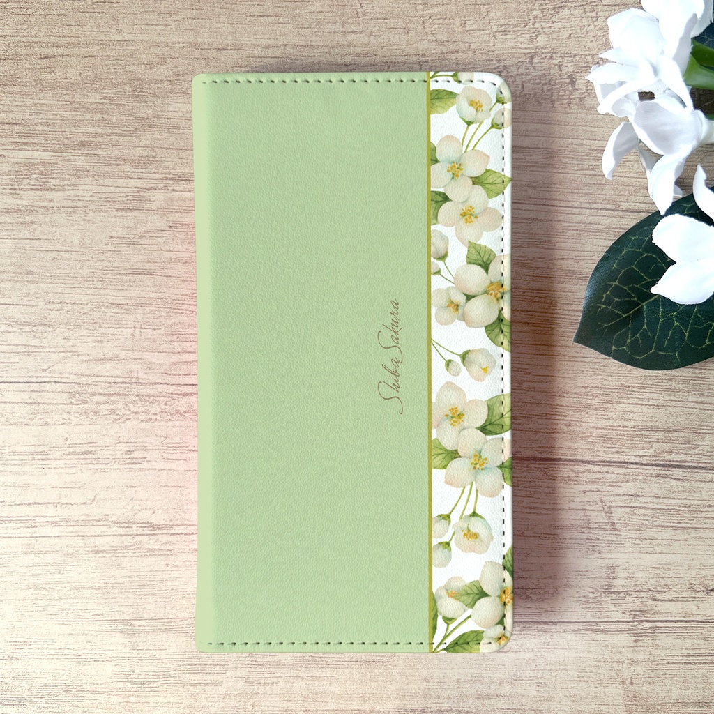 ジャスミンの手帳型スマホケース iphone15 iphone14 iPhone16e iPhone17 Air 全機種対応 花 カバー