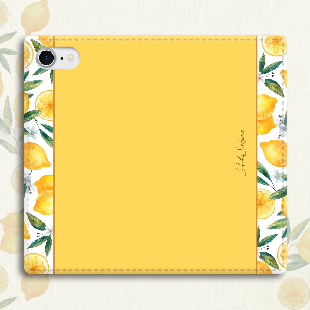 レモンの手帳型スマホケース iphone15 iphone13 iPhone16e 全機種対応 花 カバー フルーツ