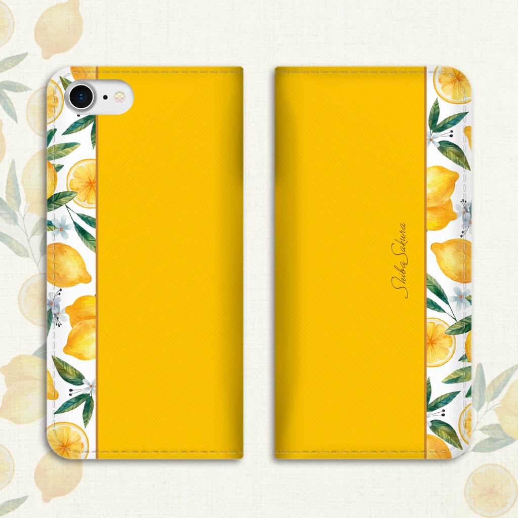 マイヤーレモンの手帳型スマホケース iphone15 iPhone16e 全機種対応 花 カバー フルーツ
