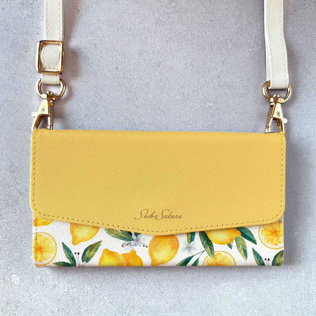 夏色レモンの三つ折り手帳型スマホケース 全機種対応 スマホケース iphone Android 花 レモン ギフト