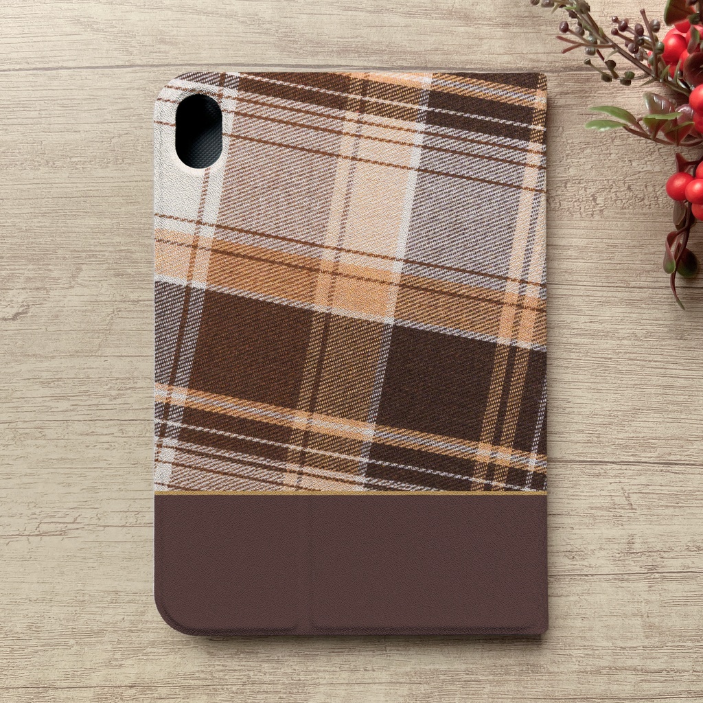 猫とふんわりモカムースのiPadケース タブレットケース カバー ねこ チェック メンズ レディース