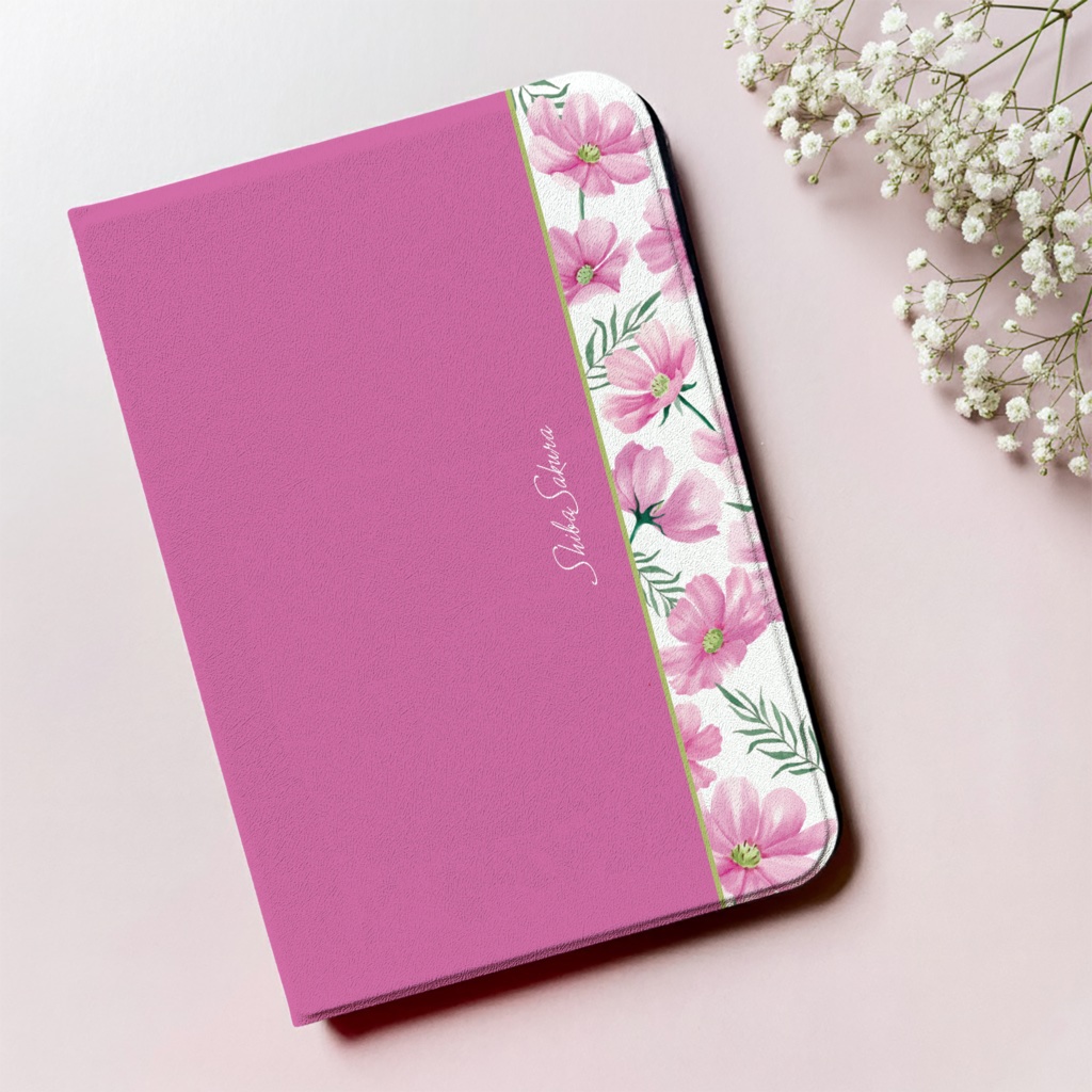 コスモスのipadケース(濃桃) カバー 秋桜 ipadケース タブレットケース