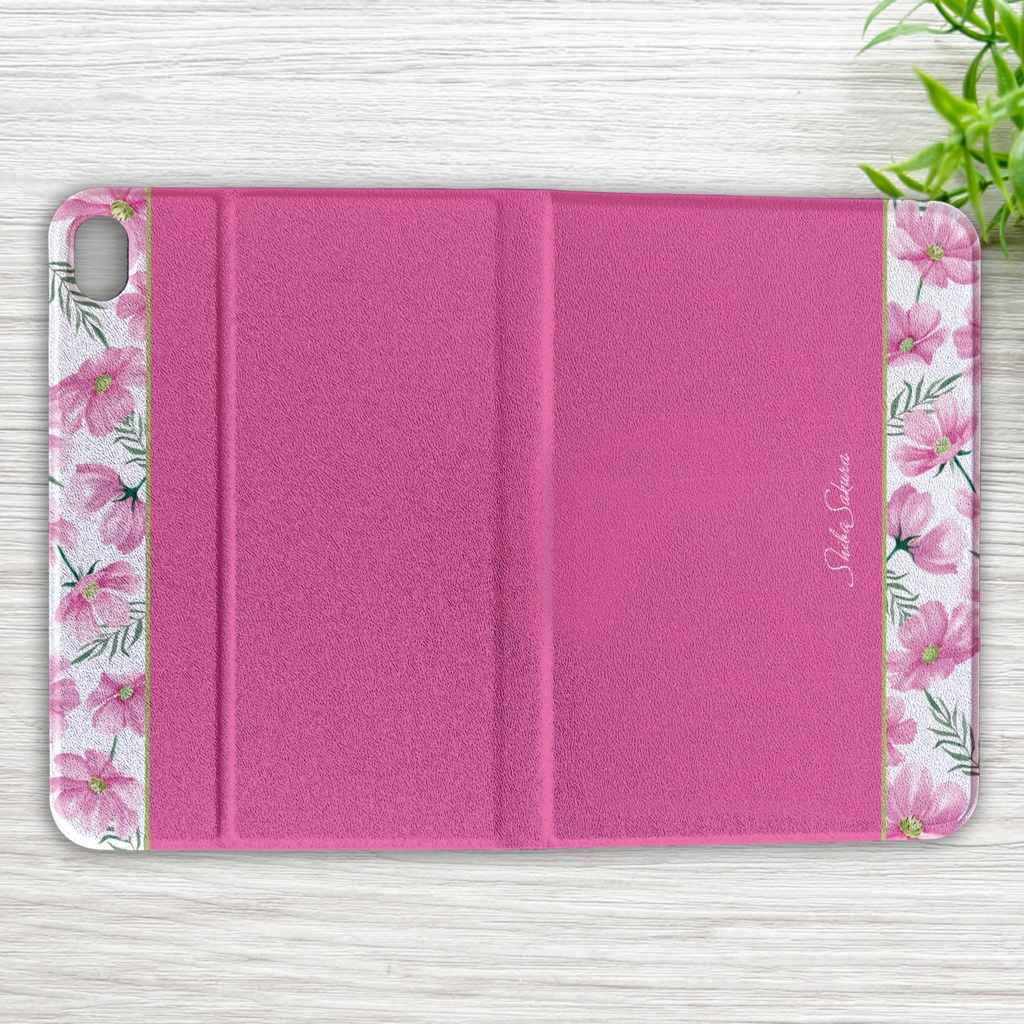 コスモスのipadケース(濃桃) カバー 秋桜 ipadケース タブレットケース