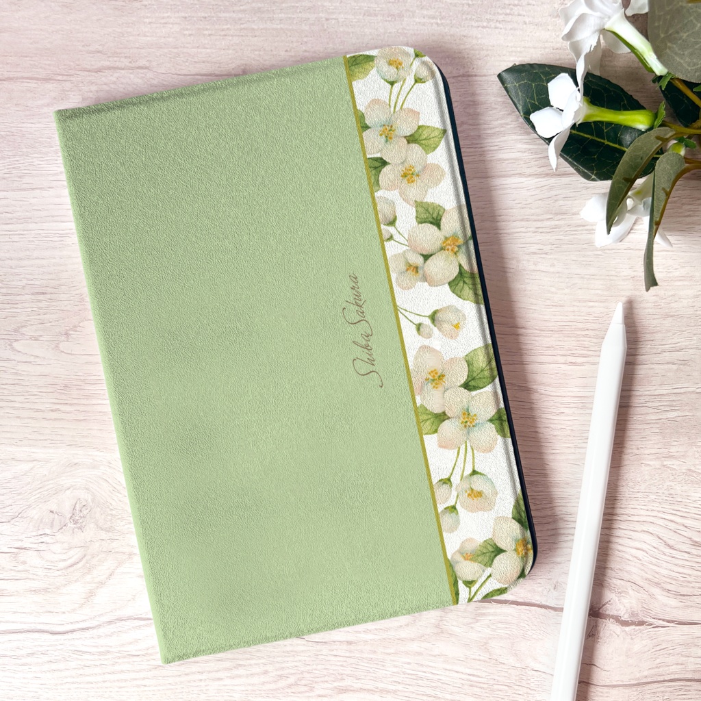 ジャスミンのipadケース　カバー 花 ジャスミン ipadケース タブレットケース