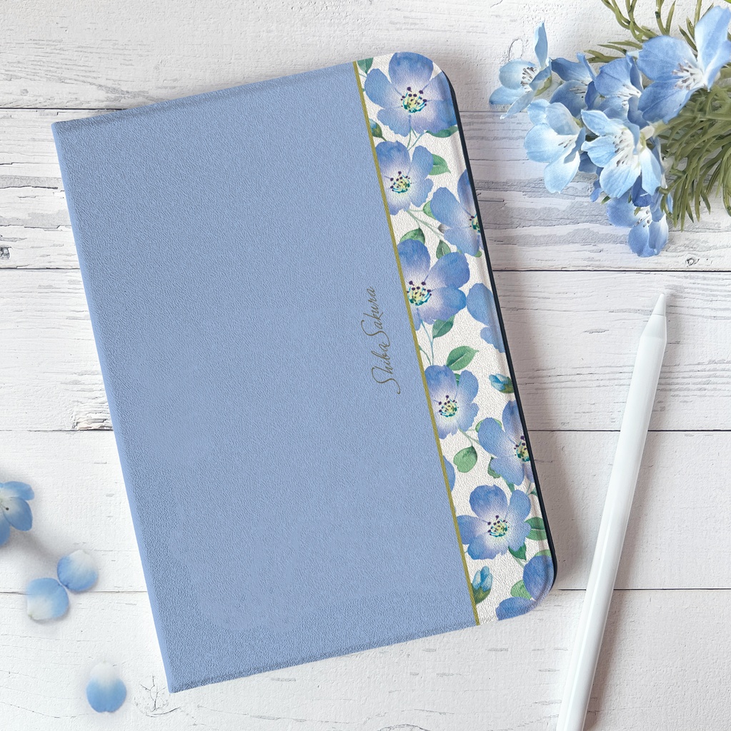 ネモフィラのiPadケース（ベビーブルー）  花 ipadケース カバー タブレットケース