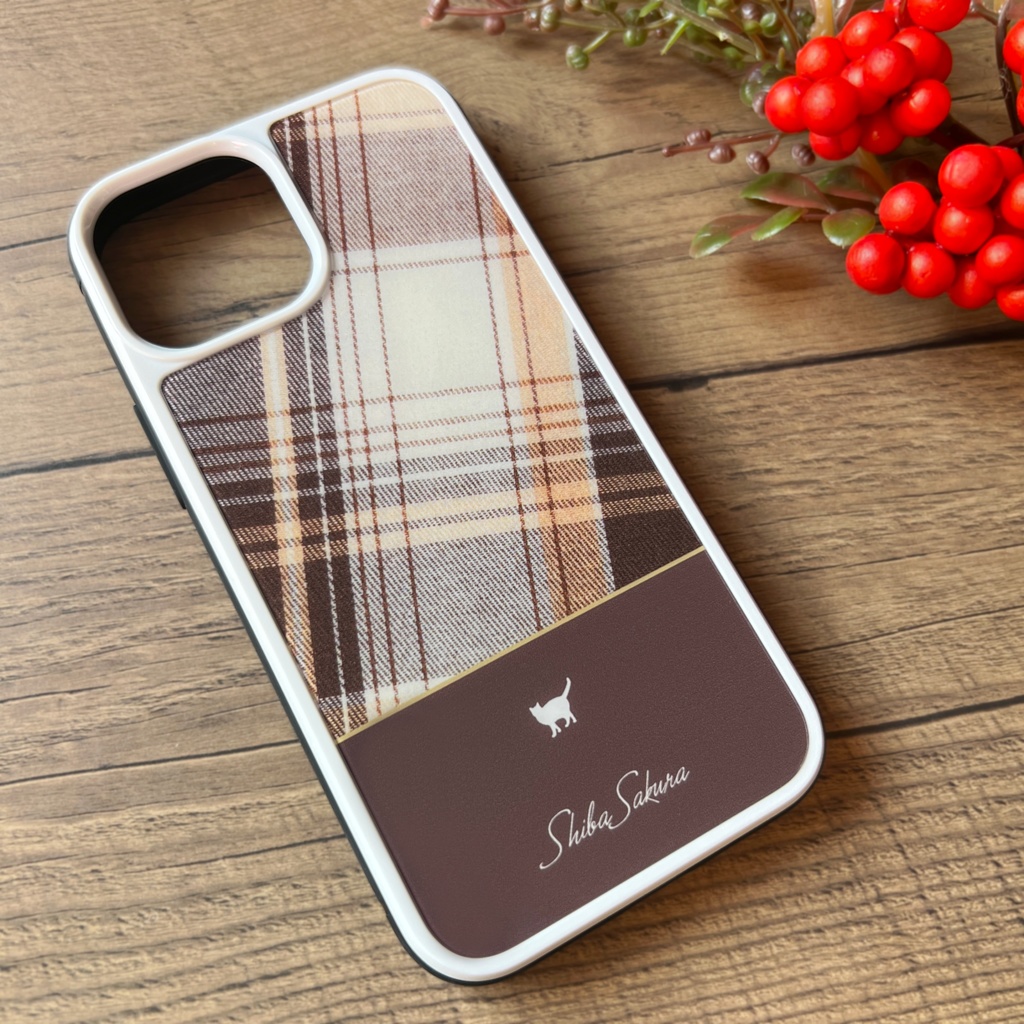 猫とふんわりモカムースのスマホケース(強化ガラス) iPhone17 Air iphone13 iPhone16e iphone15 猫 スマホケース 強化ガラス メンズ チェック カバー