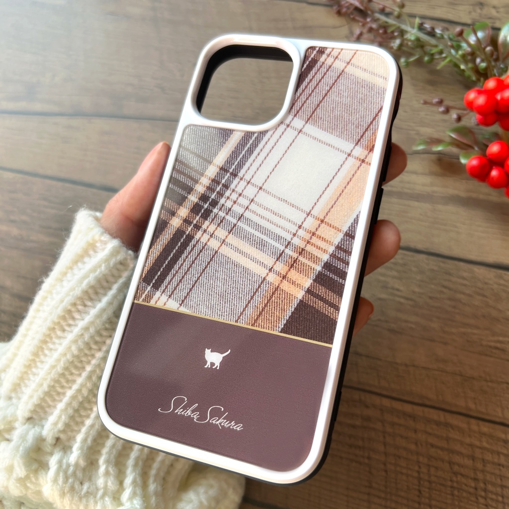猫とふんわりモカムースのスマホケース(強化ガラス) iPhone17 Air iphone13 iPhone16e iphone15 猫 スマホケース 強化ガラス メンズ チェック カバー