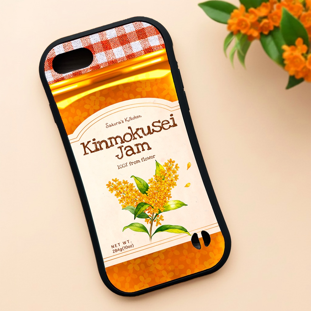 金木犀ジャムのグリップスマホケース　オレンジ キンモクセイ カバー 花 秋 iphone16e iphone15 他