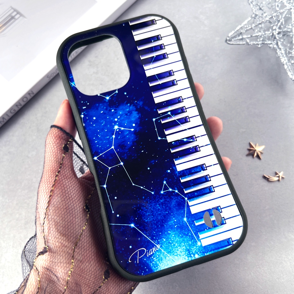宇宙とピアノのグリップスマホケース カバー 宇宙 青 iphone16e iphone17 他