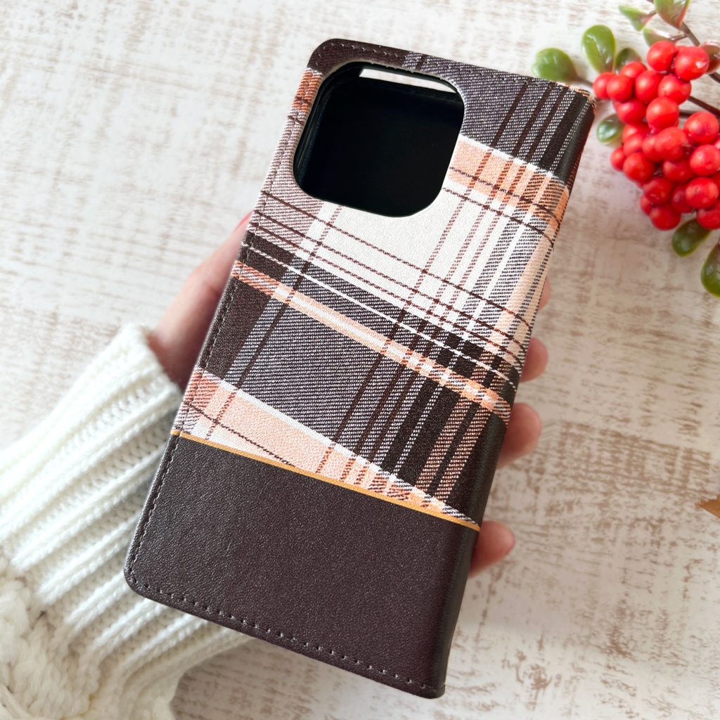 猫とふんわりモカムースの手帳型スマホケース(ベルトなし) 猫 カバー iPhone17e Air iphone16e iphone15 全機種対応