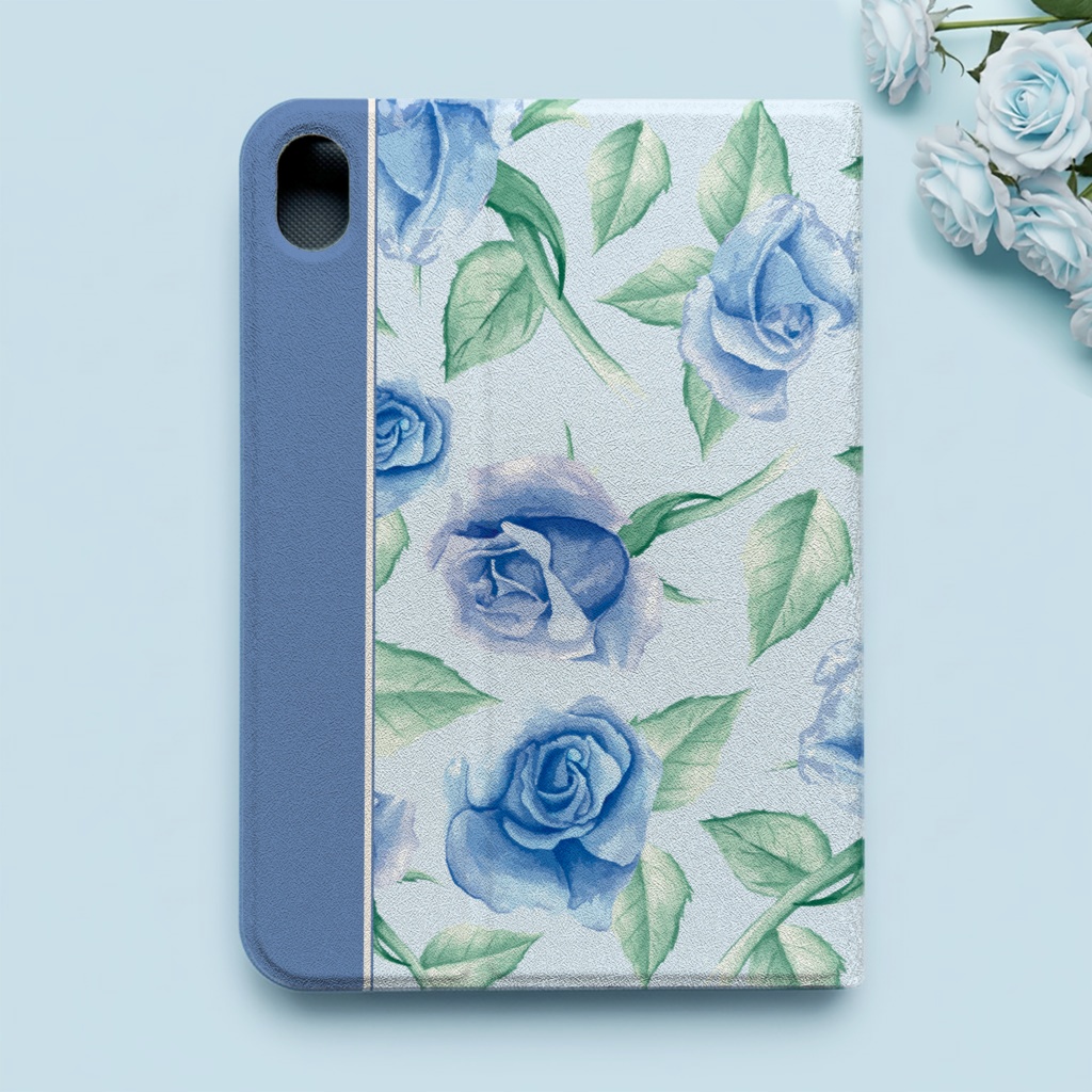 ブルーローズのiPadケース バラ 花 ipadケース タブレットケース カバー