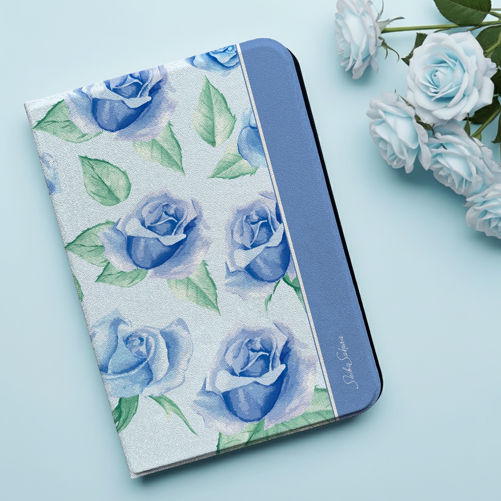 ブルーローズのiPadケース　バラ 花 ipadケース タブレットケース カバー