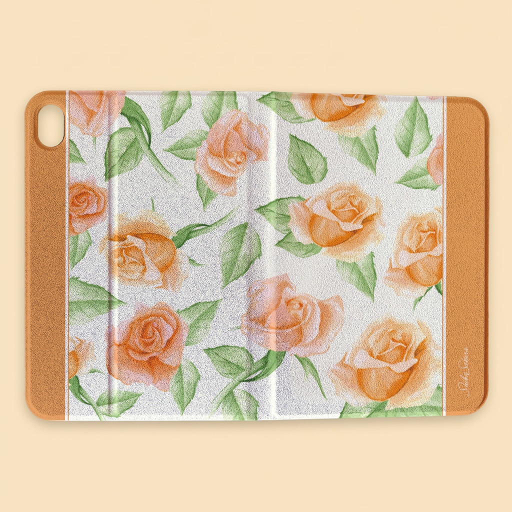 オレンジローズのiPadケース バラ 花 ipadケース タブレットケース カバー