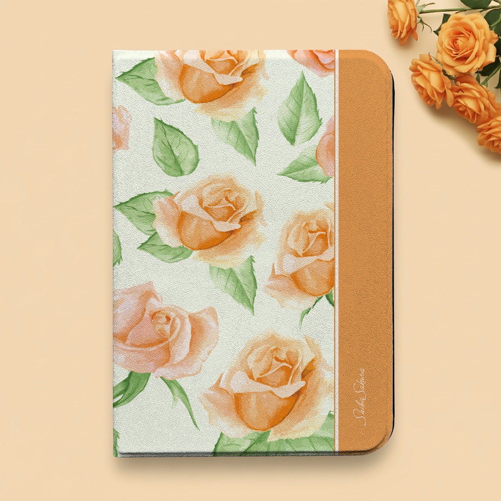オレンジローズのiPadケース バラ 花 ipadケース タブレットケース カバー