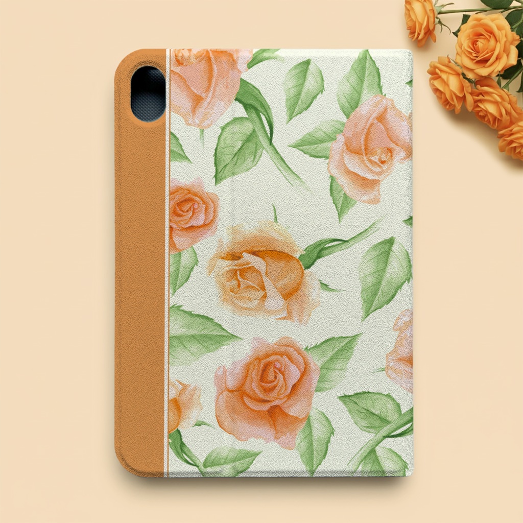オレンジローズのiPadケース バラ 花 ipadケース タブレットケース カバー