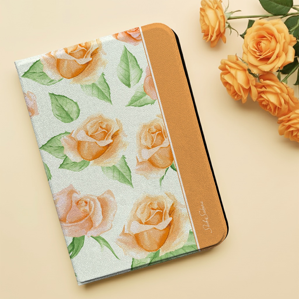 オレンジローズのiPadケース　バラ 花 ipadケース タブレットケース カバー