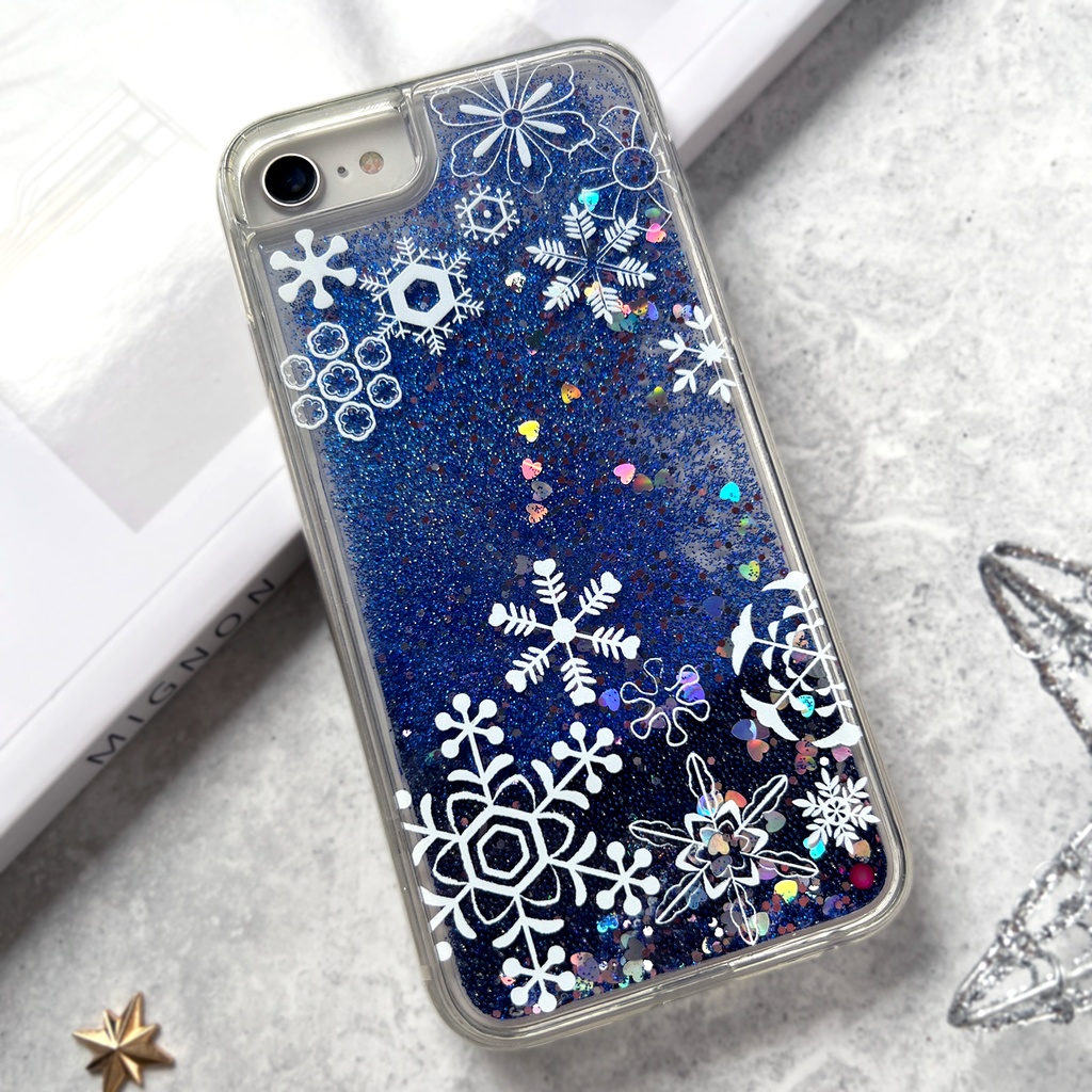 雪輪文様のグリッターケース iphone16e iPhone17 air 雪 冬 宇宙 スマホケース カバー