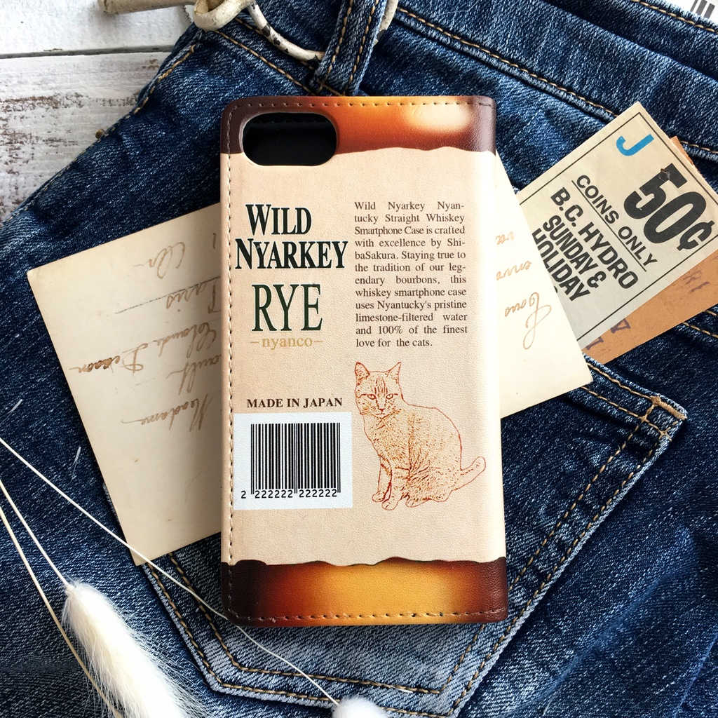 ウイスキーにゃんこの手帳型ケース(ワイルドニャーキー・ライ) iPhone17 Air iphone16e iphone14 iphone15 全機種対応 猫 スマホケース