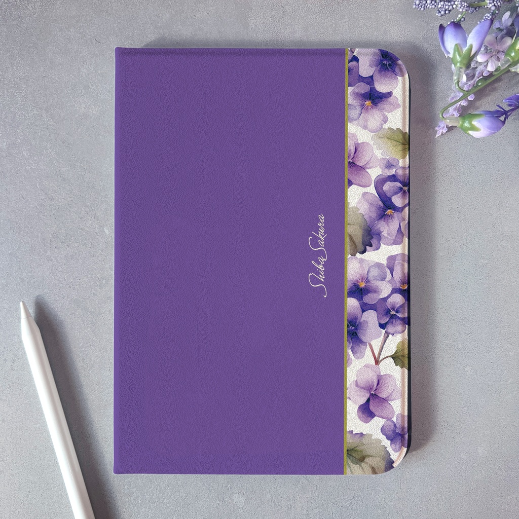 春のスミレのiPadケース(菫色) 花 ipadケース タブレットケース カバー